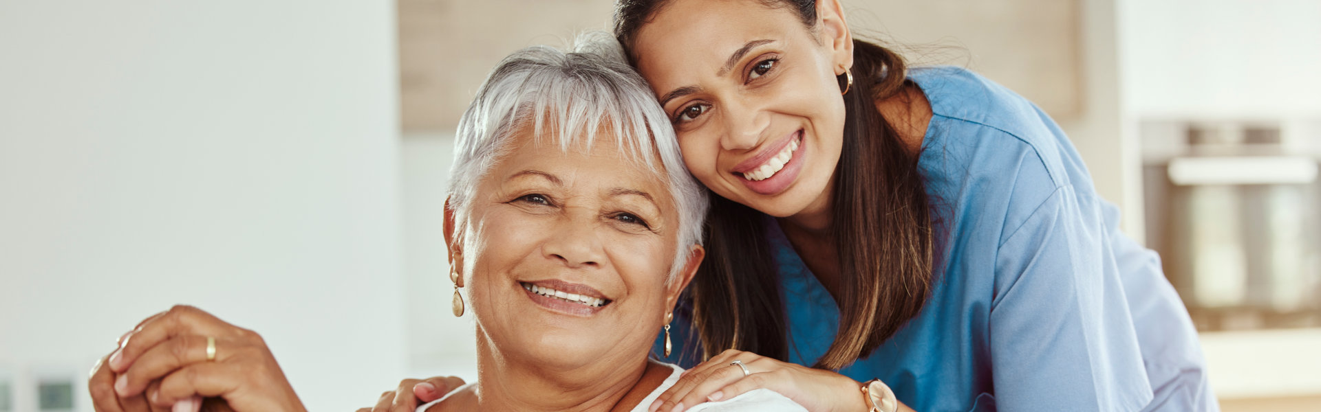 caregiver hugged her patient