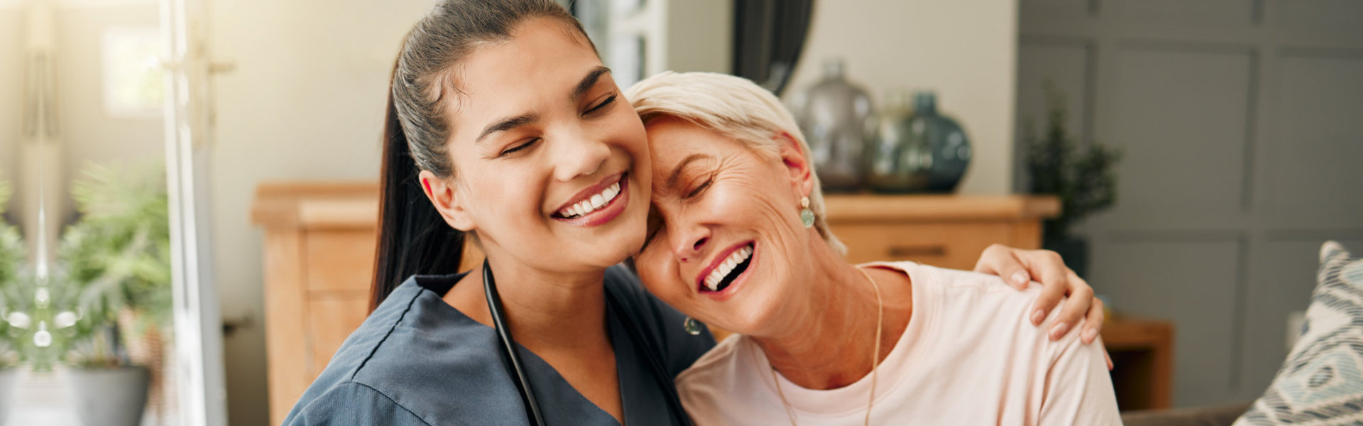 caregiver hugged her patient